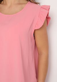 Born2be - Różowy Top Koszulka bez Rękawów z Falbanką Vivolia. Kolor: różowy. Materiał: tkanina. Długość rękawa: bez rękawów. Sezon: lato #6
