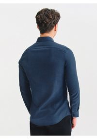 Pako Lorente - PAKO LORENTE - Granatowa koszula męska melanż. Kolor: niebieski. Materiał: bawełna, poliester. Długość rękawa: długi rękaw. Długość: długie. Wzór: melanż. Sezon: jesień #8