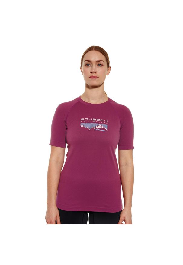 Koszulka turystyczna z krótkim rękawem damska Brubeck Dynamic. Kolor: fioletowy. Materiał: poliester, poliamid. Długość rękawa: krótki rękaw. Długość: krótkie. Sport: turystyka piesza