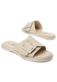 Beżowe Klapki S.Barski Wygodne Obuwie Damskie. Okazja: na co dzień. Kolor: beżowy. Materiał: skóra. Sezon: lato. Styl: casual, elegancki #5