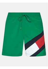 TOMMY HILFIGER - Tommy Hilfiger Szorty kąpielowe UM0UM02048 Zielony Slim Fit. Kolor: zielony. Materiał: syntetyk #4