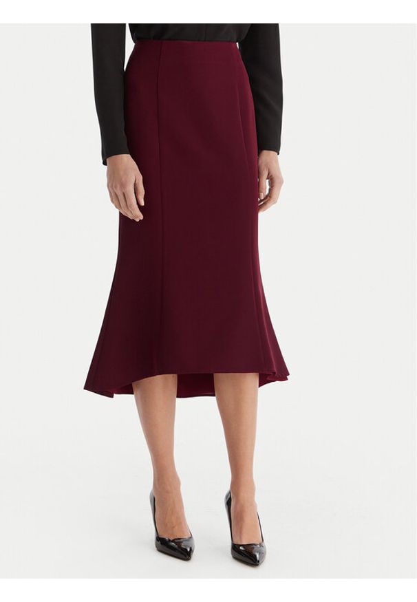 ACCESS FASHION Spódnica midi 54-6027-168 Bordowy Regular Fit. Kolor: czerwony. Materiał: syntetyk