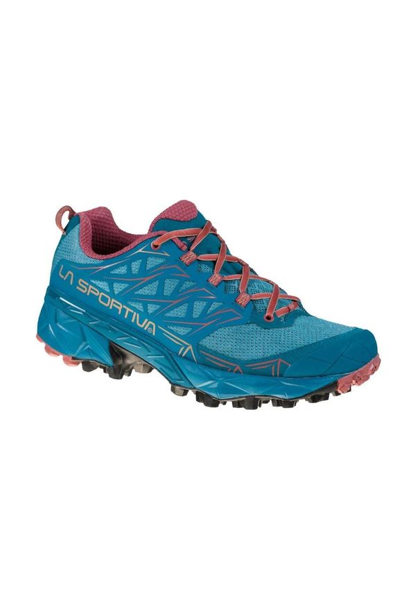 LA SPORTIVA - Buty trailowe damskie La Sportiva Akyra. Zapięcie: sznurówki. Kolor: różowy, niebieski, wielokolorowy. Materiał: syntetyk, materiał. Szerokość cholewki: normalna