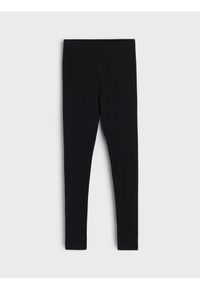 Sinsay - Legginsy z prążkowanej dzianiny - czarny. Kolor: czarny. Materiał: dzianina, prążkowany