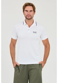 EA7 Emporio Armani - EA7 Biała męska koszulka polo, Rozmiar M. Typ kołnierza: polo. Kolor: biały