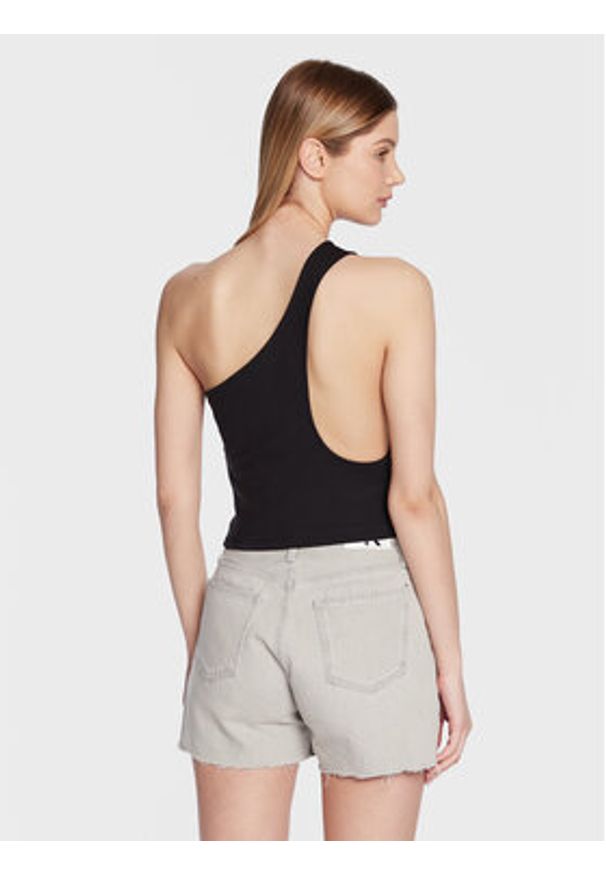 Calvin Klein Jeans Top J20J220788 Czarny Slim Fit. Kolor: czarny. Materiał: wiskoza, syntetyk