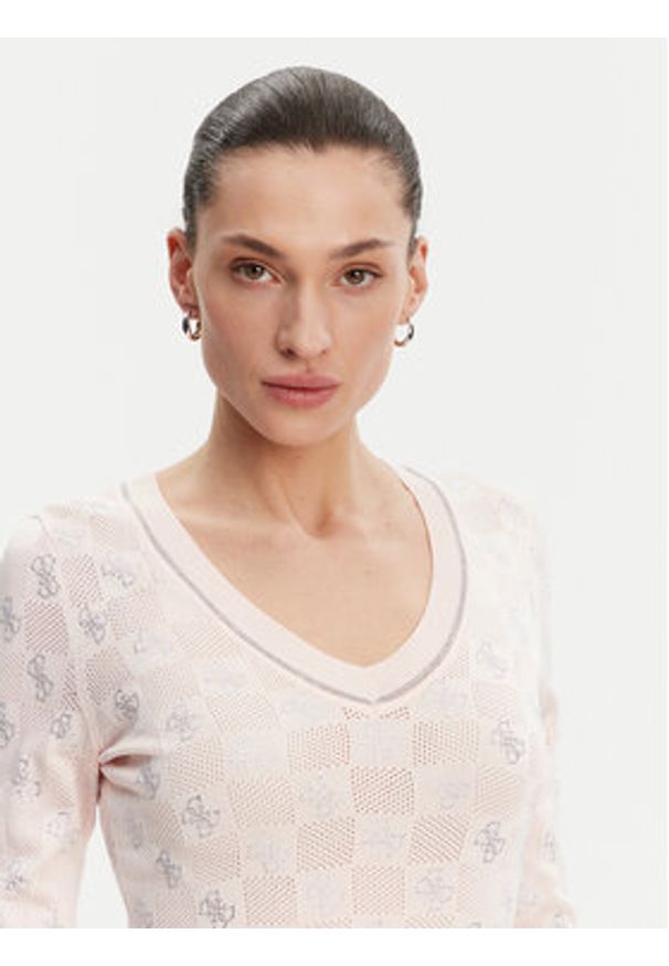 Guess Sweter W5GR07 Z3D60 Różowy Regular Fit. Kolor: różowy. Materiał: wiskoza
