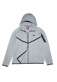 Bluza męska Nike Tech Fleece Windrunner Full-Zip HV0949-063 - szara. Okazja: na co dzień. Typ kołnierza: kaptur. Kolor: szary. Materiał: tkanina, materiał, dresówka, poliester, bawełna. Długość rękawa: raglanowy rękaw. Wzór: aplikacja. Styl: casual, klasyczny, sportowy. Sport: fitness #1