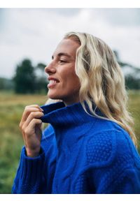 Reserved - Wełniany sweter - niebieski. Kolor: niebieski. Materiał: wełna #1