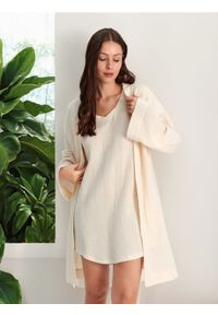 Sinsay - Koszula nocna - kremowy. Kolor: kremowy. Materiał: bawełna #1