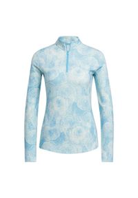 Adidas - Półgolf Women's Ultimate365 Printed Quarter-Zip. Typ kołnierza: golf. Kolor: niebieski. Materiał: materiał