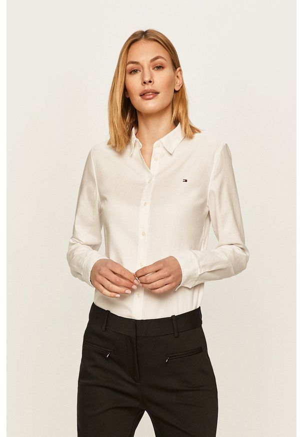 TOMMY HILFIGER - Tommy Hilfiger - Koszula. Kolor: biały. Materiał: tkanina. Wzór: gładki