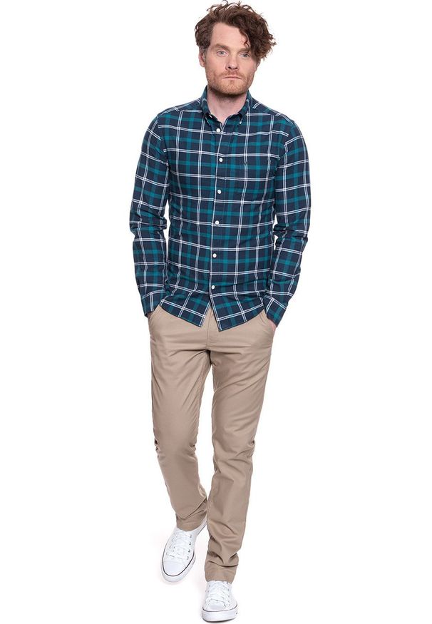 Wrangler - KOSZULA MĘSKA W KRATĘ WRANGLER LS 1PKT BDOWN SHIRT BLUE DEPTHS W5F3BMXJY 112130133