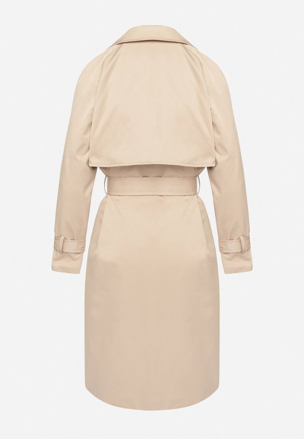 Born2be - Beżowy Płaszcz Długi Trencz z Paskiem Ozrage. Kolor: beżowy. Długość: długie. Sezon: jesień, wiosna. Styl: elegancki, sportowy