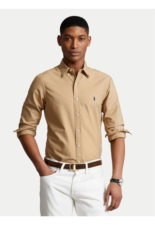 Polo Ralph Lauren Koszula 710889739001 Beżowy Slim Fit. Typ kołnierza: polo. Kolor: beżowy. Materiał: bawełna