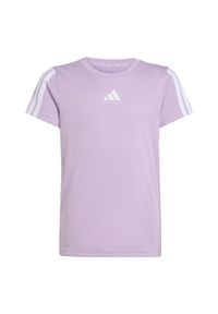 Adidas - Koszulka Training Essentials 3-Stripes Kids. Kolor: różowy, biały, wielokolorowy. Technologia: ClimaCool (Adidas). Sport: joga i pilates