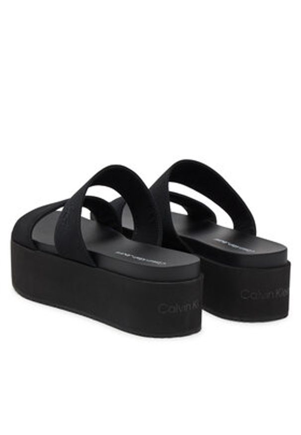 Calvin Klein Jeans Klapki Flatform Sandal Webbing In YW0YW01789 Czarny. Kolor: czarny. Materiał: materiał