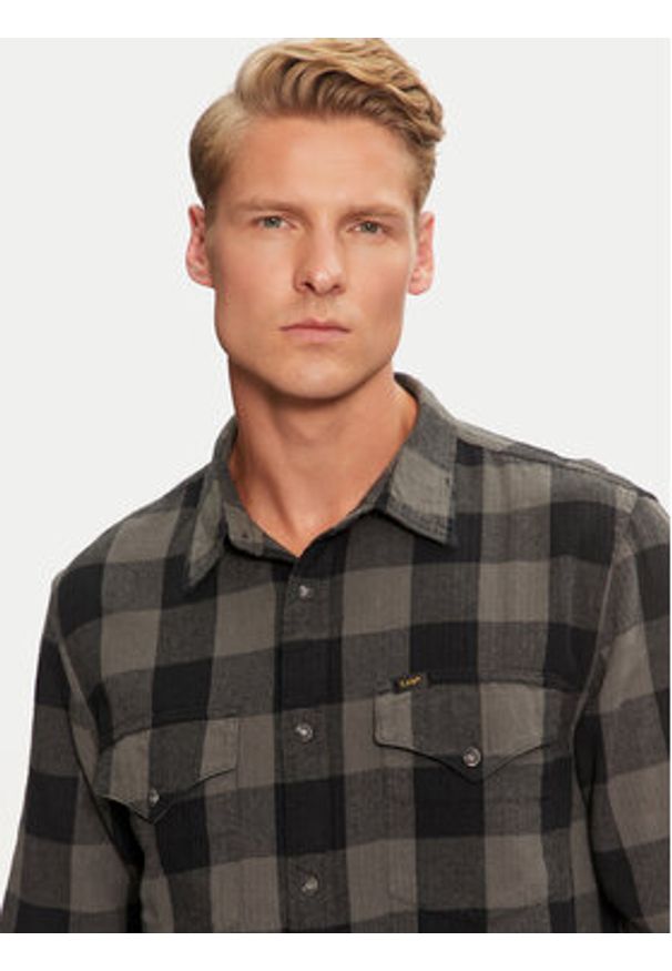 Lee Koszula Clean Western 112355745 Szary Regular Fit. Kolor: szary. Materiał: bawełna