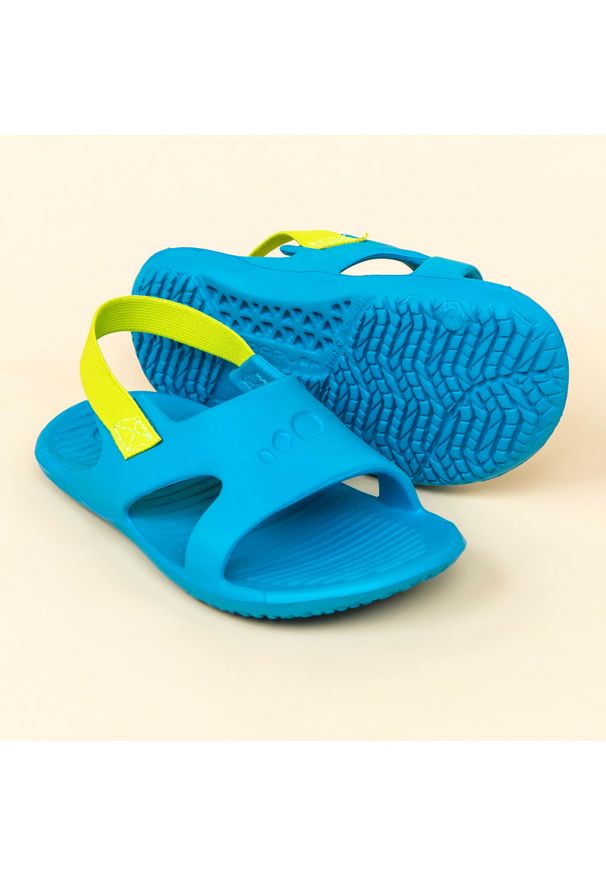 NABAIJI - Sandały basenowe dla dzieci Nabaiji 100 Basic. Okazja: na plażę. Kolor: niebieski, wielokolorowy, zielony. Wzór: gładki