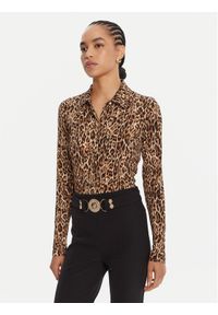 Just Cavalli Koszula 79PAL228 JS496 Brązowy Slim Fit. Kolor: brązowy. Materiał: wiskoza