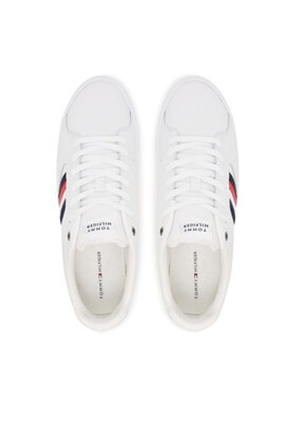 TOMMY HILFIGER - Tommy Hilfiger Sneakersy Icon Court Stripes FM0FM05628 Biały. Kolor: biały. Materiał: skóra