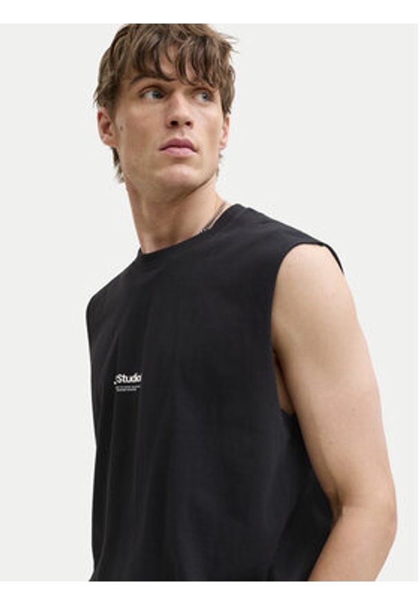 Jack & Jones Tank top Soho 12288001 Czarny Relaxed Fit. Kolor: czarny. Materiał: bawełna