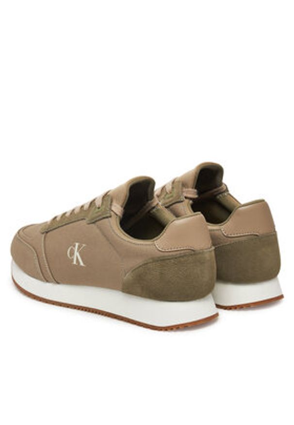 Calvin Klein Jeans Sneakersy Runner Sock Laceup Mg Canvas YM0YM01217 Zielony. Kolor: zielony. Materiał: materiał