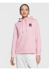 TOMMY HILFIGER - Tommy Hilfiger Bluza Monogram WW0WW37434 Różowy Regular Fit. Kolor: różowy. Materiał: syntetyk, bawełna