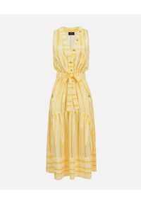 Elisabetta Franchi - ELISABETTA FRANCHI - Żółta sukienka midi w paski. Okazja: na imprezę, na co dzień. Kolor: żółty. Wzór: paski. Typ sukienki: rozkloszowane. Styl: casual, wizytowy. Długość: midi #5