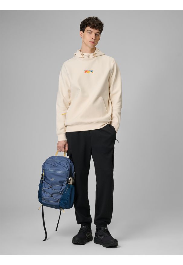 4f - 4F Bluza dresowa regular z kapturem męska - beżowa M. Okazja: na co dzień. Typ kołnierza: kaptur. Kolor: beżowy. Materiał: dresówka. Styl: casual, sportowy