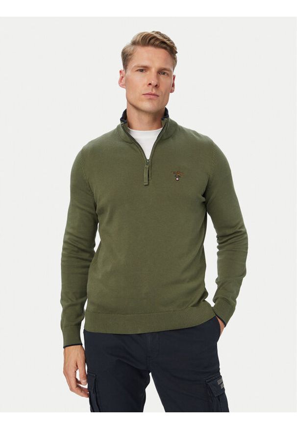 Aeronautica Militare Sweter 262MA1670UL00506 Khaki Regular Fit. Kolor: brązowy. Materiał: bawełna