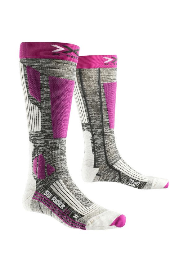 Skarpety narciarskie damskie X-Socks Ski Rider 2.0. Kolor: fioletowy, wielokolorowy, szary. Sport: narciarstwo