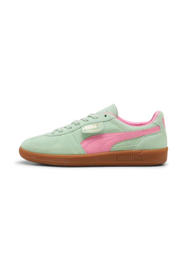 Trenerzy Puma Palermo. Kolor: zielony. Materiał: skóra, syntetyk, tkanina. Sezon: lato. Sport: turystyka piesza