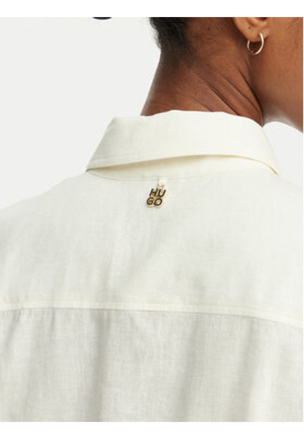 Hugo - HUGO Koszula Encantada 50566793 Beżowy Relaxed Fit. Kolor: beżowy. Materiał: len