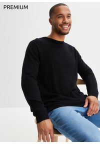 bonprix - Sweter wełniany z domieszką materiału Good Cashmere Standard®, okrągły dekolt. Kolor: czarny. Materiał: wełna, materiał. Styl: klasyczny #1