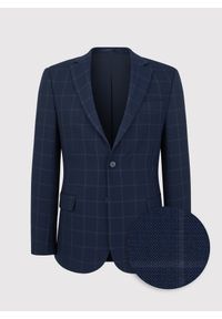 Pako Lorente - PAKO LORENTE – Granatowa marynarka garniturowa w kratę. Kolor: niebieski. Materiał: elastan, wiskoza, poliester. Wzór: kratka. Styl: klasyczny #5