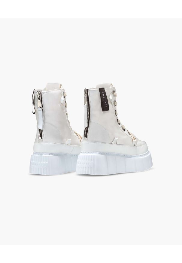 Inuikii - INUIKII MATILDA CANVAS HIGH Sneakersy damskie. Okazja: na co dzień, na spacer. Wysokość cholewki: przed kolano. Kolor: biały. Materiał: materiał, guma. Szerokość cholewki: normalna. Sezon: lato. Sport: turystyka piesza