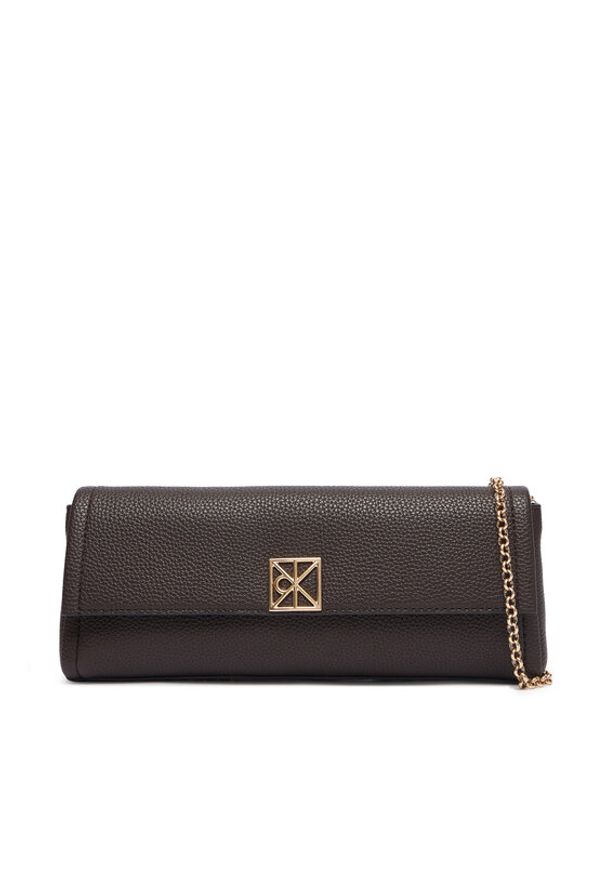 Calvin Klein Torebka Emblem Hw Pebble Clutch LV04F3740G Brązowy. Kolor: brązowy. Materiał: skórzane
