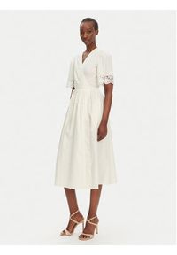 TwinSet - TWINSET Sukienka codzienna 251TT2091 Écru Loose Fit. Okazja: na co dzień. Kolor: kremowy. Materiał: bawełna. Typ sukienki: proste. Styl: casual #5