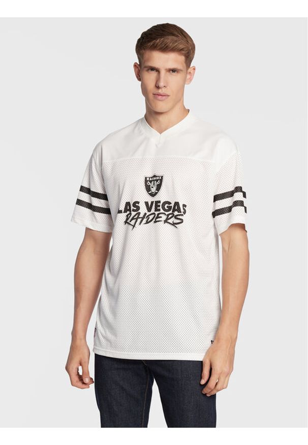 New Era T-Shirt Las Vegas Raiders NFL Script 60284671 Biały Relaxed Fit. Kolor: biały. Materiał: syntetyk