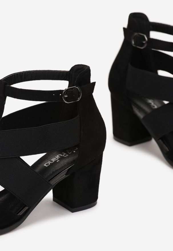 Born2be - Czarne Sandały Pegerios. Kolor: czarny. Materiał: skóra. Obcas: na słupku