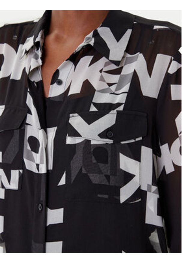 DKNY Koszula P4RA6FXZ Czarny Regular Fit. Kolor: czarny. Materiał: syntetyk