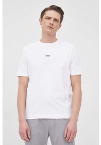 BOSS t-shirt BOSS CASUAL męski kolor biały gładki. Okazja: na co dzień. Kolor: biały. Materiał: dzianina, bawełna. Wzór: gładki. Styl: casual