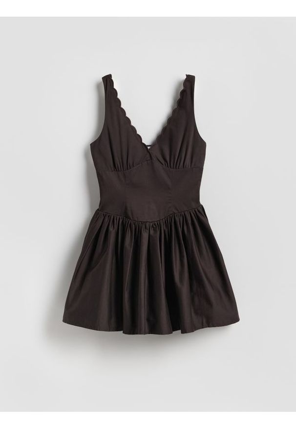 Reserved - Kombinezon z bawełną - ciemnobrązowy. Kolor: brązowy. Materiał: bawełna. Typ sukienki: proste