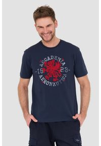 Aeronautica Militare - AERONAUTICA MILITARE Granatowy bawełniany męski t-shirt M.C., Rozmiar 3XL. Kolor: niebieski. Materiał: bawełna #1