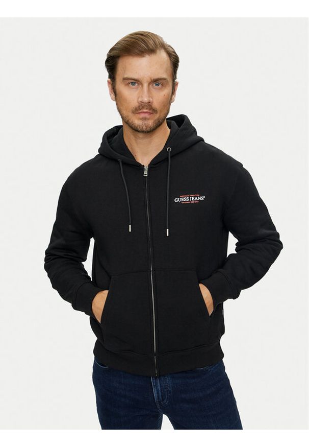 Guess Jeans Bluza M4YQ27 K9V31 Czarny Classic Fit. Kolor: czarny. Materiał: bawełna