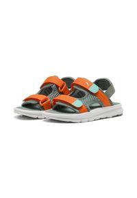 Puma - Dziecięce sandały PUMA Evolve PUMA Green Moon Orange Glo Aquatic. Kolor: pomarańczowy, zielony, żółty, wielokolorowy