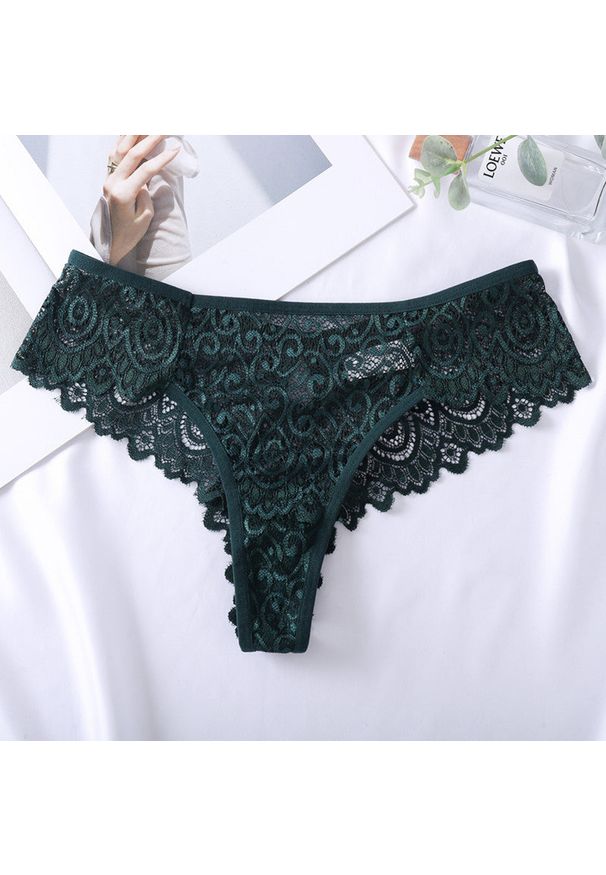 Intica - Koronkowe brazyliany subtelne i dopasowane Vinaldina. Kolor: zielony. Materiał: koronka. Wzór: koronka