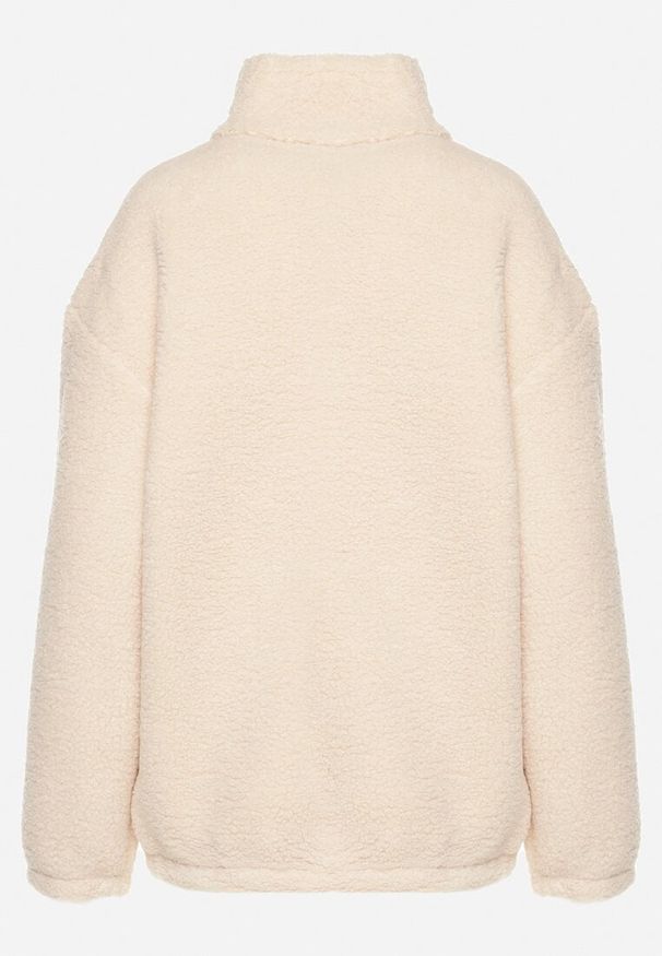 Born2be - Beżowa Kurtka Futrzana Baranek z Suwakiem Inalitha. Okazja: na spacer, na co dzień. Kolor: beżowy. Materiał: futro. Sezon: zima. Styl: casual, sportowy