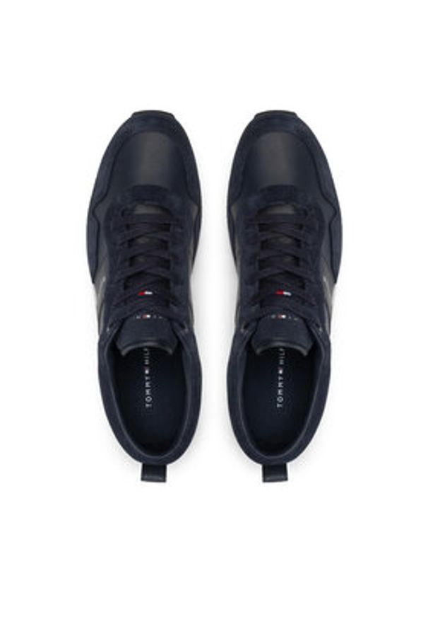 TOMMY HILFIGER - Tommy Hilfiger Sneakersy Iconic Leather Suede Mix Runner FM0FM00924 Granatowy. Kolor: niebieski. Materiał: skóra
